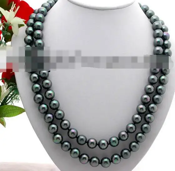 

3371 Tahitian black south sea shell pearl necklace