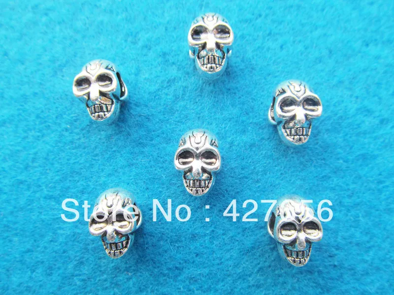 

Cute Cabinet Antique Silver tone Skull Slider Spacer Beads Pendant Charm/Finding,for Bracelet & Necklace,DIY Accessory