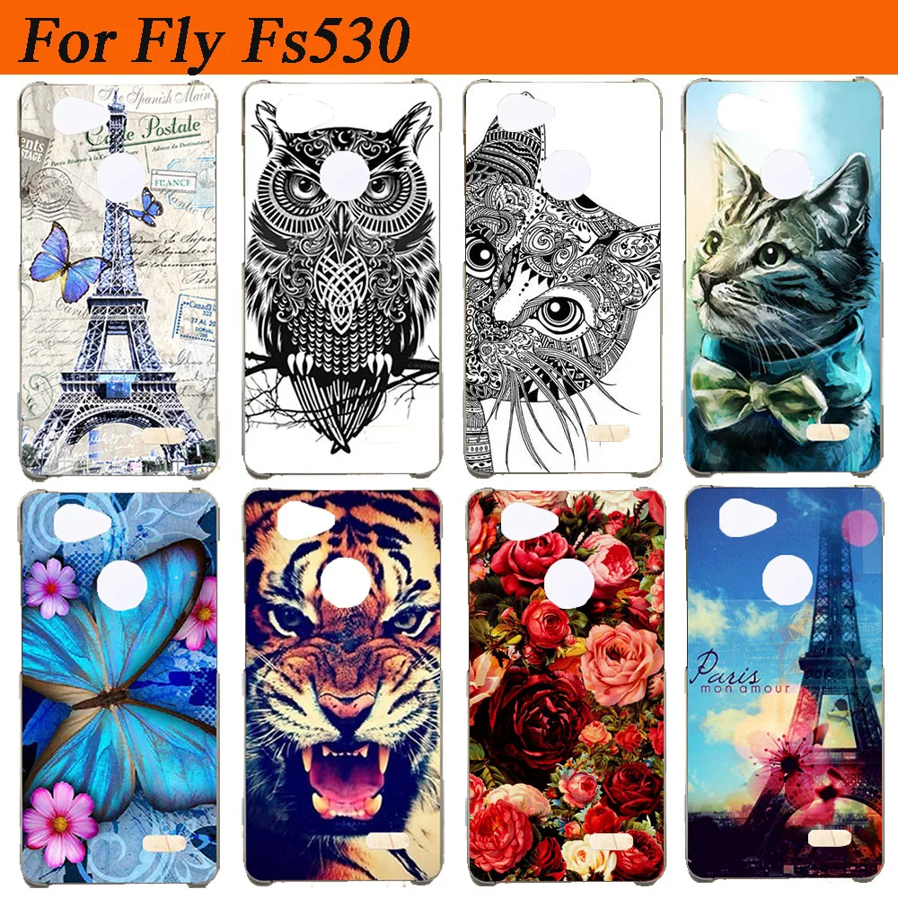 Чехол для Fly Fs530 силиконовый цветной тигр филин Роза сделай сам мягкая задняя
