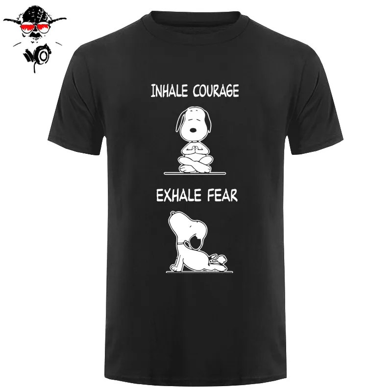 

New Peanuts Dog Charlie Brown Funny Yoga Men's T-shirt Size S-2XL Cartoon t shirt men Unisex New Fashion tshirt Loose Size top