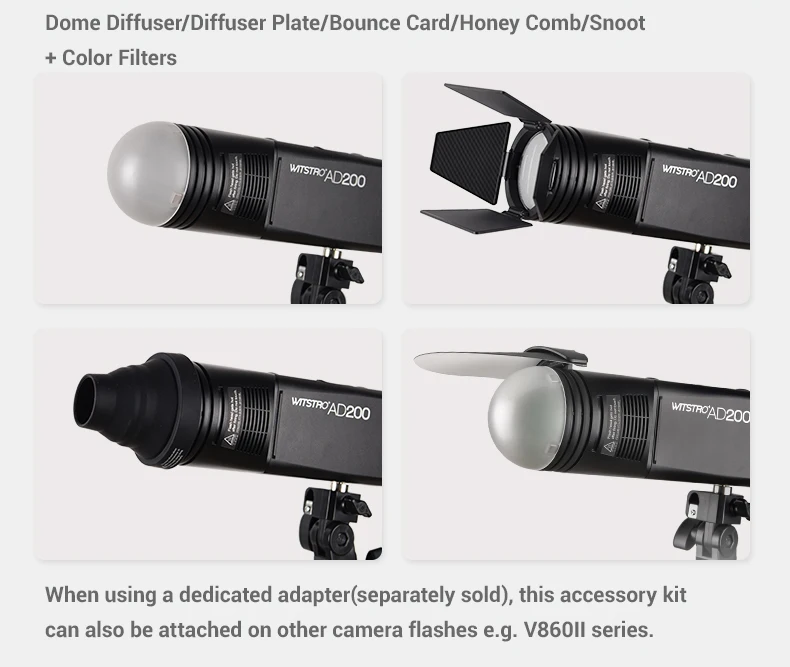 Godox AD200 Flash Accessory EC-200 WITSTRO H200R Round Flash Head Extension Head AK-R1 Color Temperature Reflector Godox