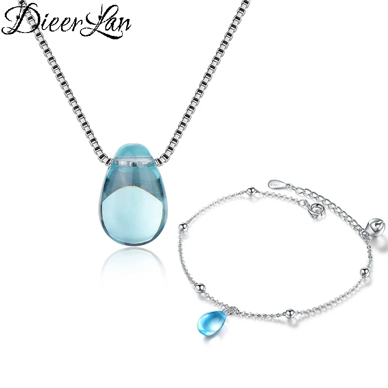 

2019 Bijoux New Bridal Jewelry Sets 925 Sterling Silver Long Crystal Statement Necklaces Cute Beads Bracelets for Women Gift