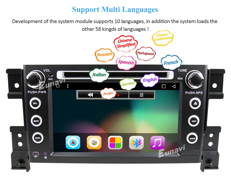 Clearance Eunavi 2 Din 7 inch tda7851 Android 8.1 Car Dvd Player For Suzuki Grand Vitara Radio Stereo GPS in dash car pc 1024*600 HD wifi 20