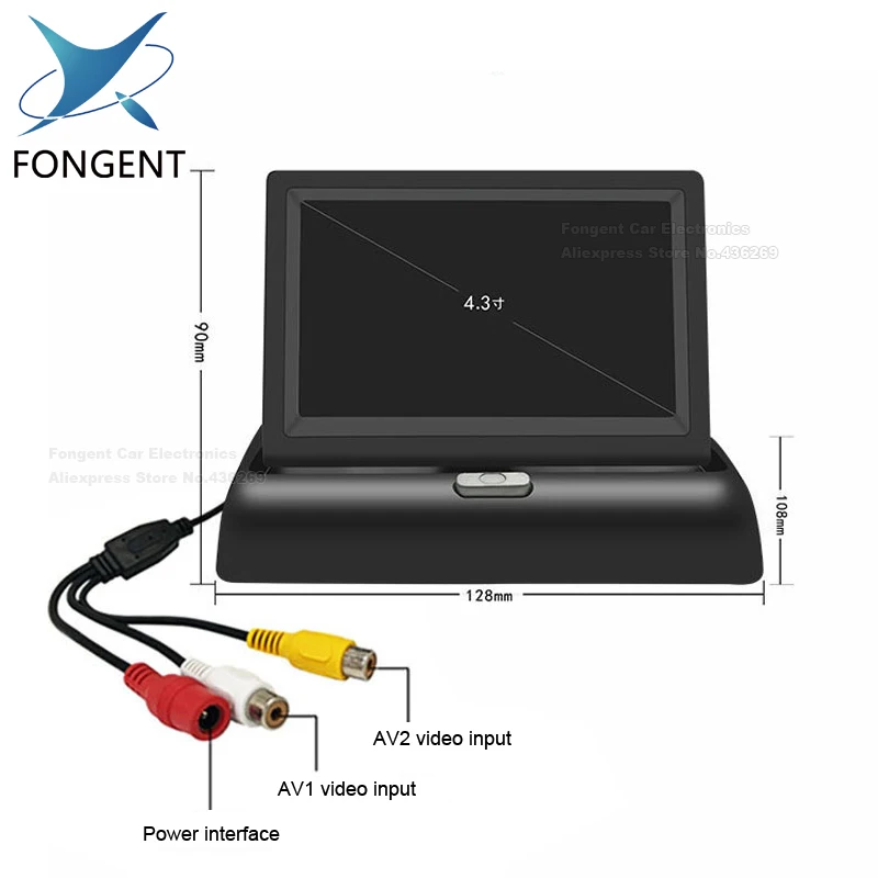 Fongent складной цифровой TFT ЖК-экран Автомобильный монитор для автомобиля заднего вида камера заднего вида или DVD Поддержка NTSC/PAL 4,3/5 дюймов - Цвет: Z1-43