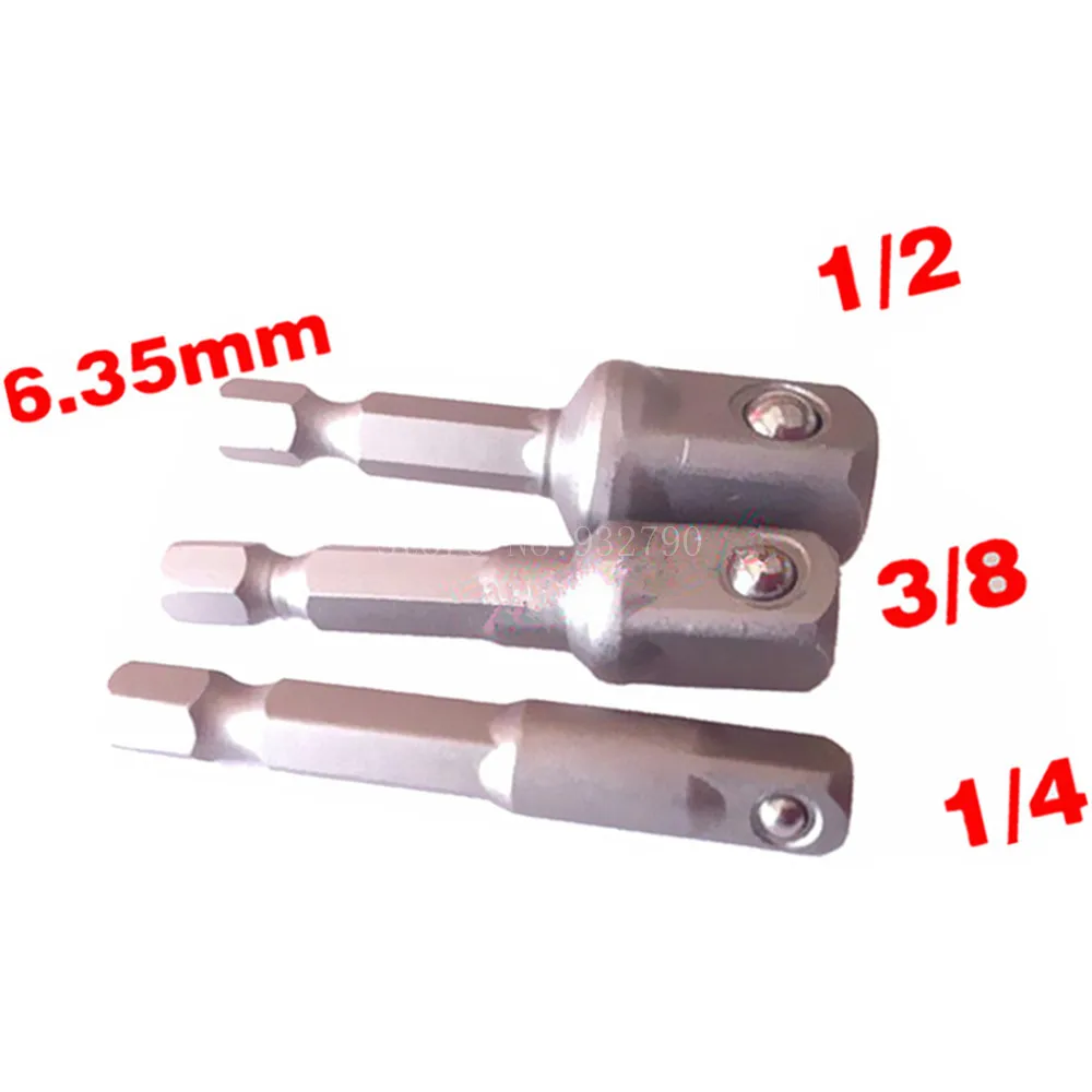

3pc Impact 1/4" 3/8" 1/2" Drill Bit Socket Adapter Set Hex Shank Extension Bar Impact Drill Socket Adapter Converter 50mm Length