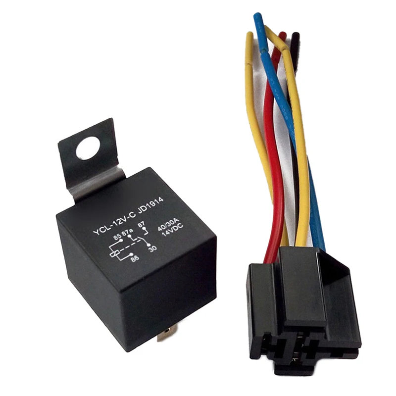 1 Pair 12V 24V 40A Auto Automotive Relay Socket 40 Amp Relay /& Wire X/_L