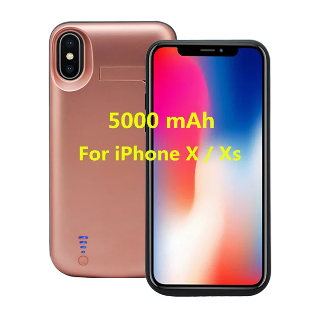 Для iPhone X/iPhone Xs Портативный Батарея Зарядное устройство чехол для iPhone 6 Plus/6s/iPhone 7 Plus/8 резервного копирования Мощность Bank пакет для iPhone 6s/7/8 Plus Батарея чехол - Цвет: Pink For X Xs