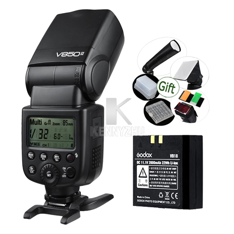 GODOX V850II 2000 mAh литий ионная аккумуляторная батарея 2 4G 1/8000 s HSS Speedlite Flash Light GN60 для DSLR
