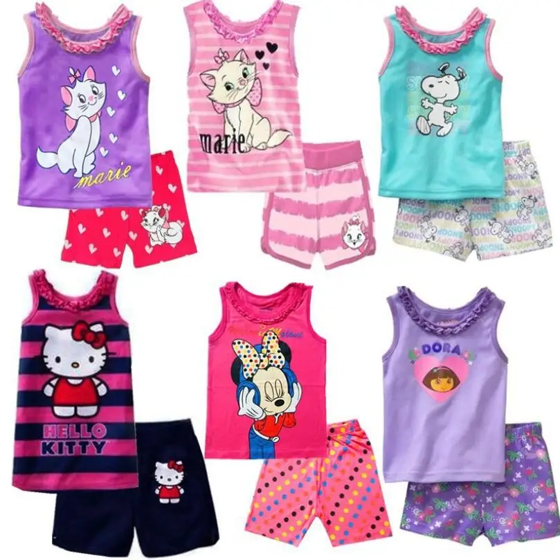 

2019 Boy Pajamas Kids Summer Clothing Children Underwear Cartoon Letter T-shirts+Shorts Boys Girls Sleepwear Baby Pyjamas Sets