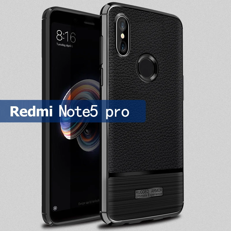 Чехол для Xiaomi Redmi Note 5 Pro кожаный чехол с зернистой текстурой личи из ТПУ Prime