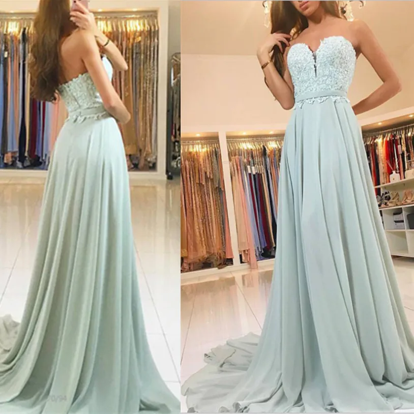 

Cheap Chiffon Prom Dresses Long 2019 vestidos de fiesta largos elegantes de gala Sweetheart Floor Length Imported Party Dress