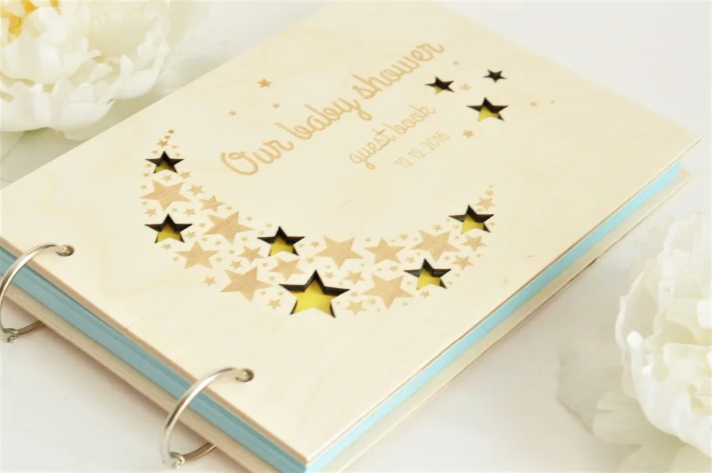 personalize crown Wood Baby Shower Guest Book Photo Guest Book Baby album Sign in book birthday Guestbook photo albums