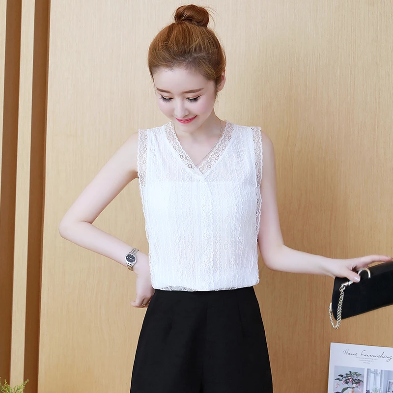 

Sexy V-neck Lace Top Women Vest Summer Office Lace Elegant Vest Breathable Body Work Wear Ladies Lace Tops for Party Wedding