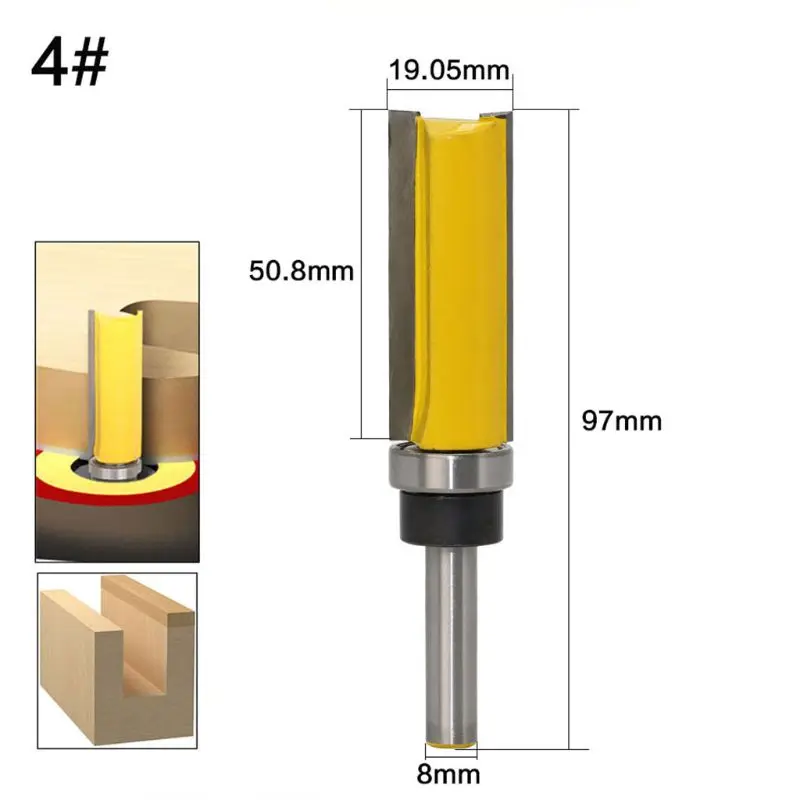 4 pçsset 8mm0.3 Fresas Shank Corte Cópia Router Bit Haste Reta