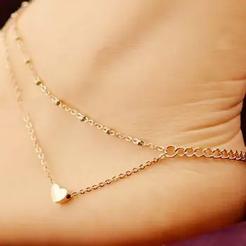2017 Fashion Summer Jewelry Ankle Chain Hot Sell Lover Heart Anklet Foot Jewelry Gold Fashion Foot Chain Jewelry For Women
