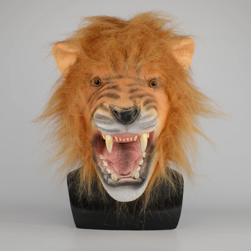 Cosplay Lion Mask Beast Mask Funny Scary Animal Masks Latex Adult Kids Unisex Halloween Party Dressed Prop Dropshipping  (2)
