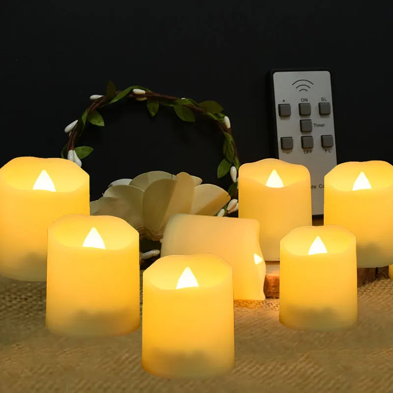 Pack of 6 LED Flameless Candles Timer Remote Control Battery Operated Tea Lights