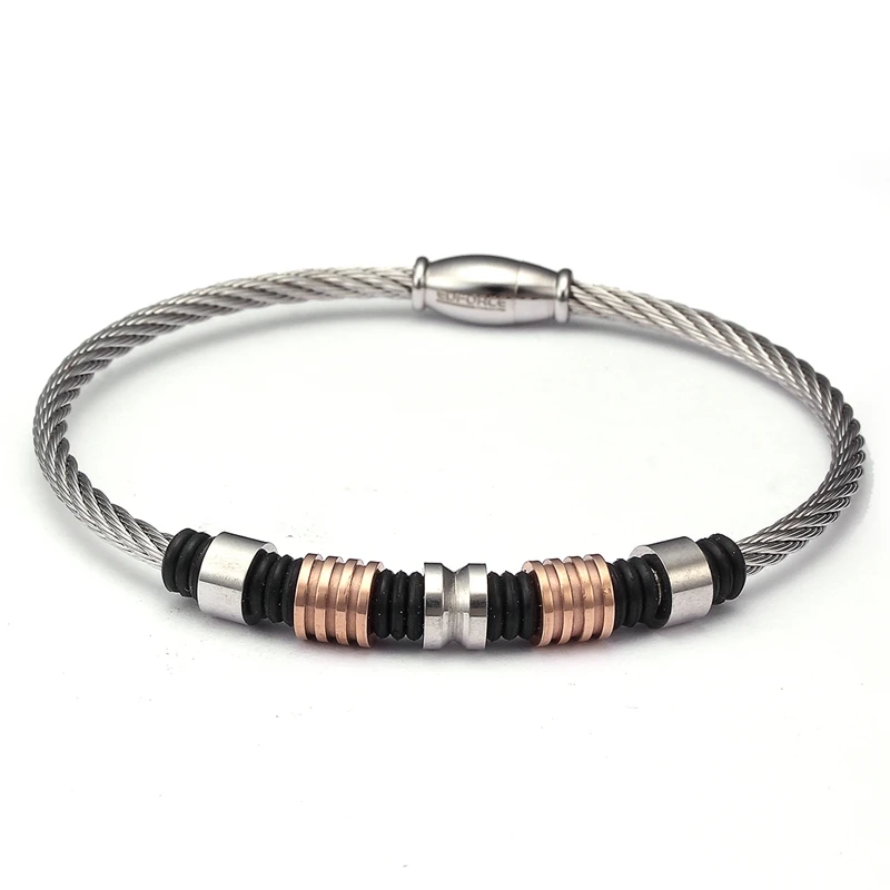 

New Brand Stainless Steel Beads Bracelets & Bangle Men Women Jewelry Unique Magnet Wire Cuff Braided Male Charm Bracelets