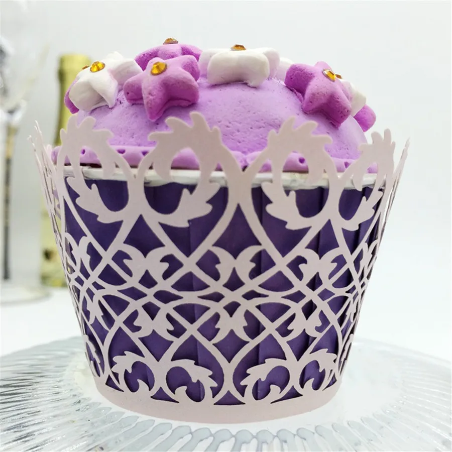 120pcs Creative Lace Laser Hollow Cupcake Paper Cups Round For Cupcake