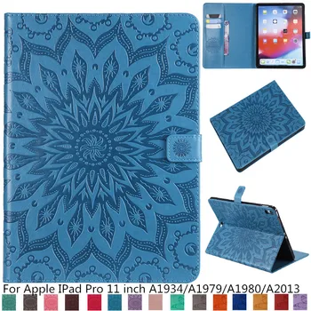 

Case for iPad Pro 11 inch 2018 PU Leather Sun flower Folio Stand Magnetic Auto Wake Smart Cover for iPad Pro 11 2018 Case + pen