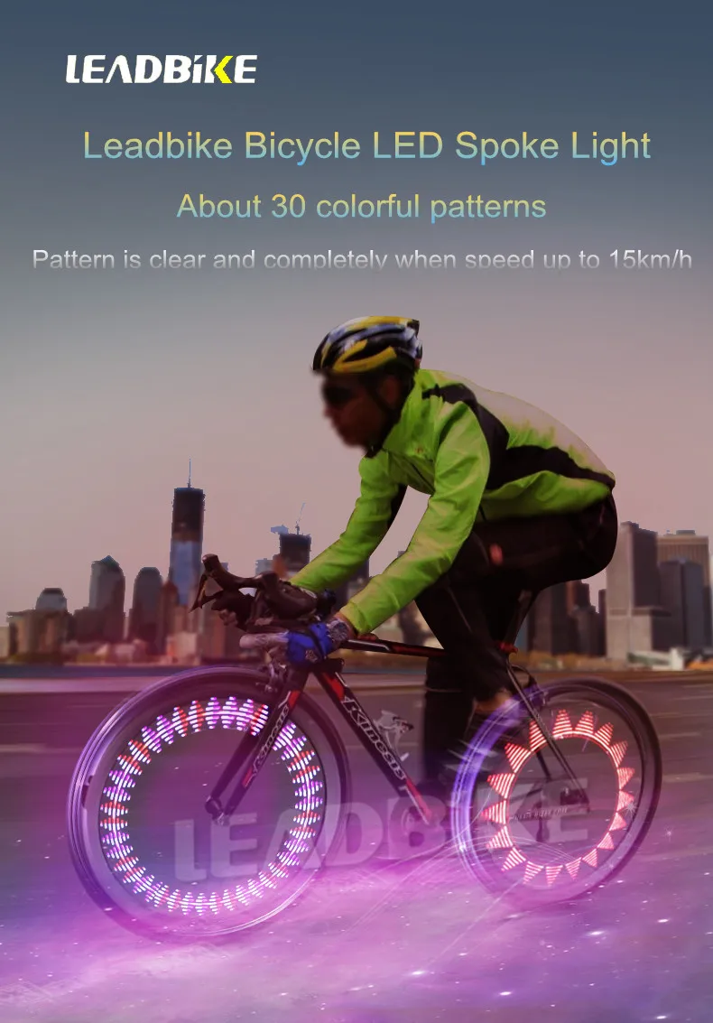 Cheap Leadbike Bicycle Spoke Light 30 Patterns Colorful Safety Wheel Light Lamp Movement and Light Sensor Night Riding Accessories 0
