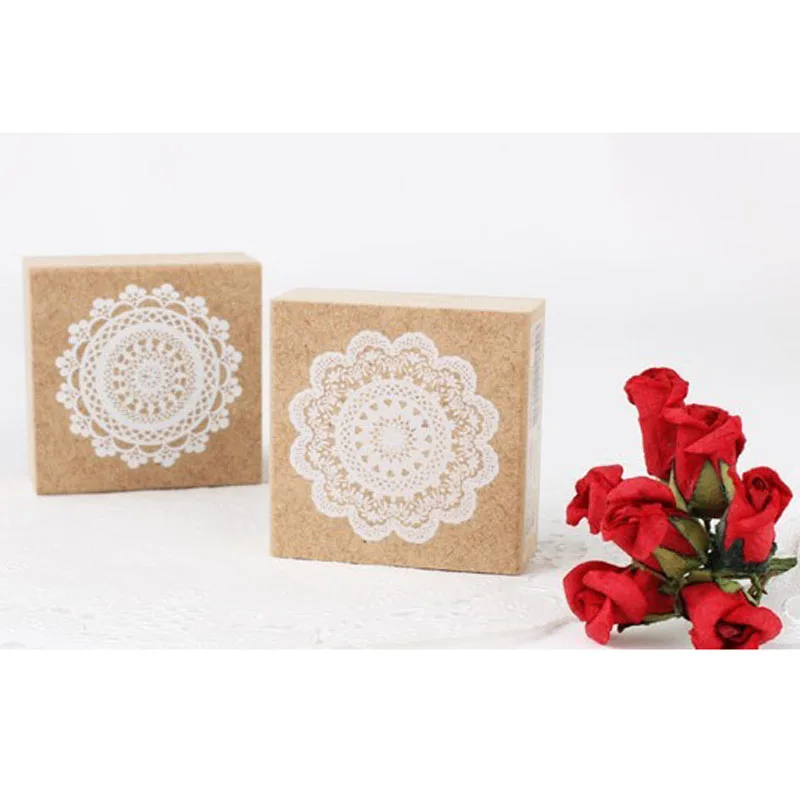 

Creative Wooden Lace Stamp Doily Stamp Wooden Rubber Stamp For DIY Album Card Making Scrapbooking Stationery 45x45mm