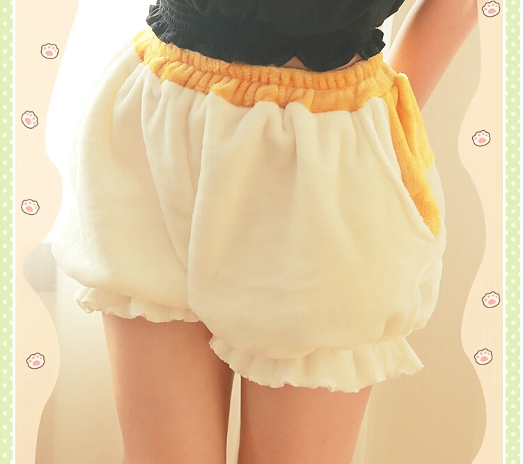 تقتني لطيف النوم قيعان السراويل النساء لوليتا Kawaii فصيل كورجي بعقب السراويل المتناثرة اليقطين سروال منامة مرونة الخصر B81801