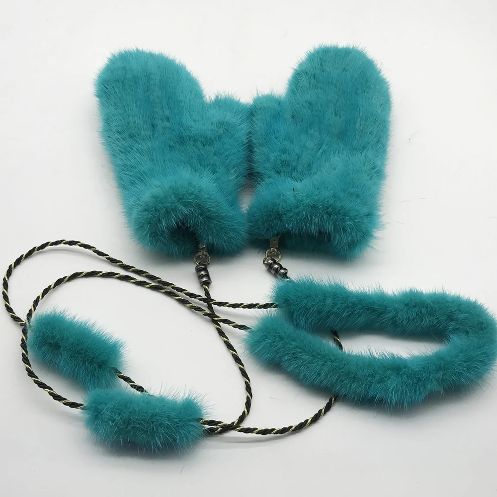 Роскошные зимние перчатки из натурального меха норки, женские вязаные перчатки из натурального меха норки, Хорошие эластичные варежки из меха норки для девочек