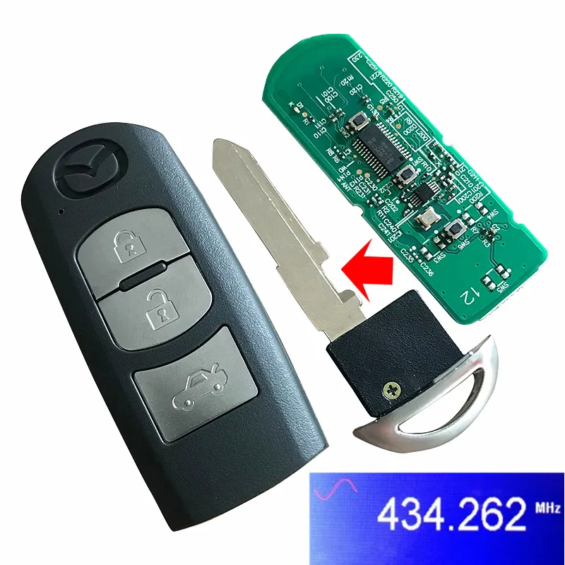 RMLKS Car Remote Smart Key 433MHz Fit for MAZDA CX-3 CX-5 Axela Atenza Model No. SKE13E-01