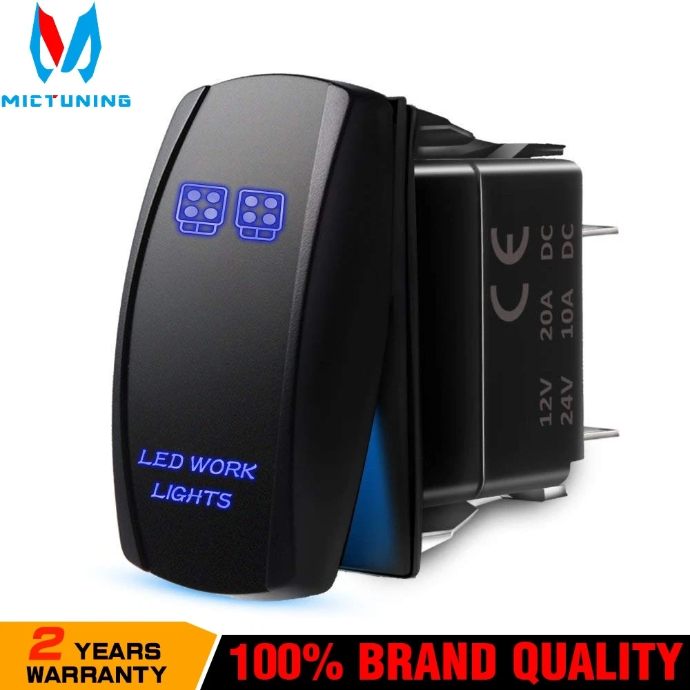 

MICTUNING MIC-LSL1 5Pin Rocker Switch On-Off Led Light 20A 12V Led Work Lights Blue
