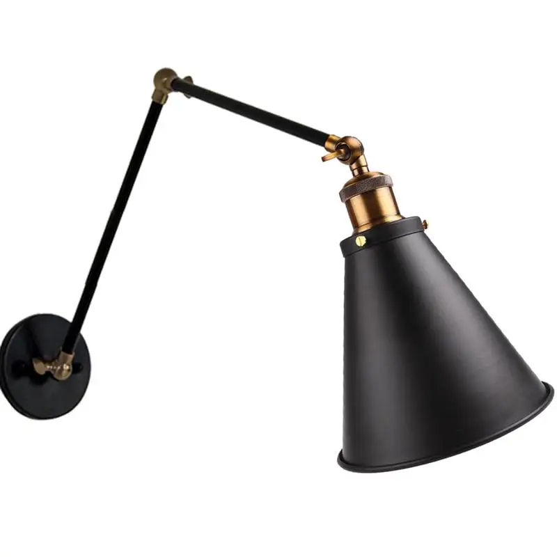 

110V-220V E27 Vintage Industrial Loft Balcony Aisle Stairs Corridor Minimalist Restaurant Bar Long Arm Wall Lamp With Bulbs