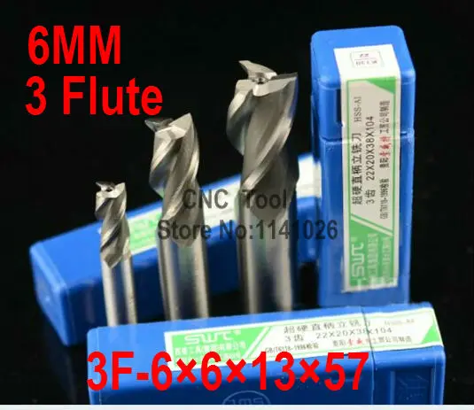 

10 pcs/set 6.0MM 3 Flute HSS & Aluminium End Mill Cutter CNC Bit Milling Machinery tools Cutting tools.Lathe Tool