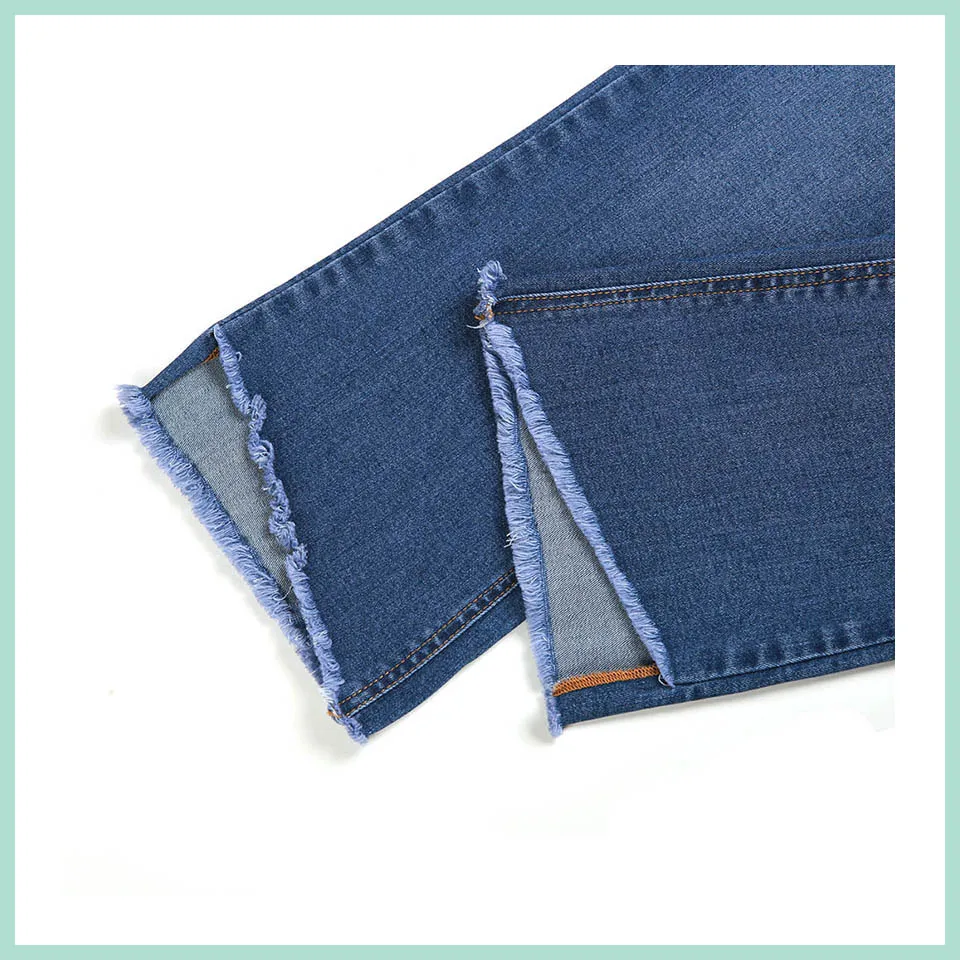 Женские джинсовые расклешенные брюки стрейч с высокой талией потертые синие Черные Эластичные женские джинсы