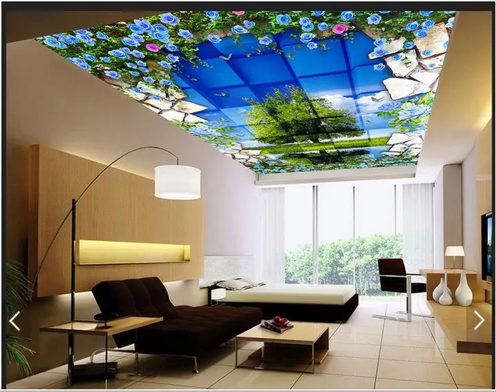 Customized 3d Wallpaper 3d Wall Ceiling Wallpaper Blue Sky White