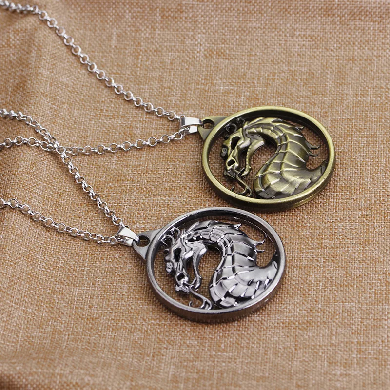 

Auspicious Fighting Games Mortal Kombat dragon Pendant Chain Gold silver Color Jewelry Gothic Accessories Jewelry