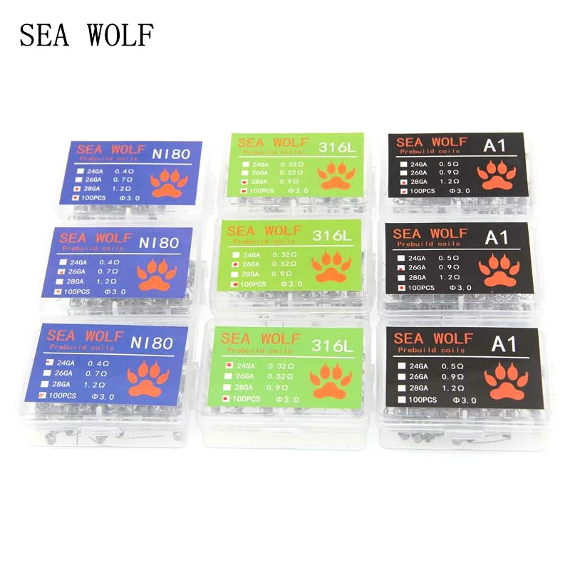 SEA WOLF 100 шт./корт. Электронная Сигарета RDA RBA RTA фитильная проволочная катушка NI80