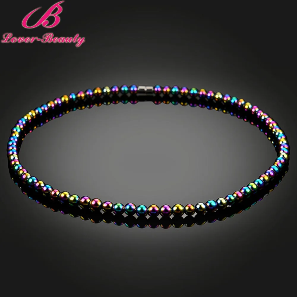 Lover font b Beauty b font Colorful Beads Magnetic Necklace weight Loss Hematite Jewelry font b