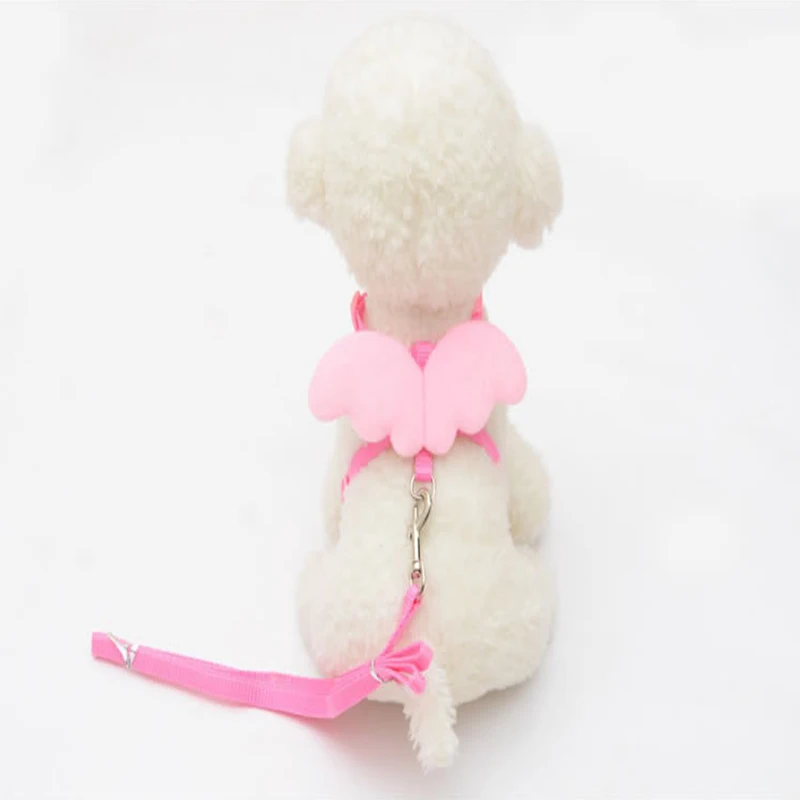 Pink Милый и Модный Маленький Угол домашних животных крылья поводок и ошейник поводок для собак веревка PC803 - Цвет: Pink