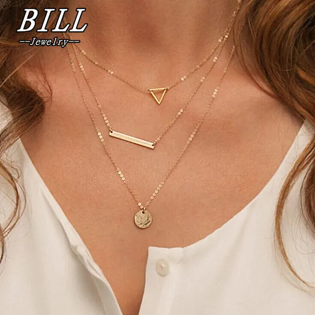 N614 2018 Estate Multistrato Collane Triangolo Rotondo Fashion Multi Strato Coll N614 2018 Estate Multistrato Collane Triangolo Rotondo Fashion Multi Strato Coll