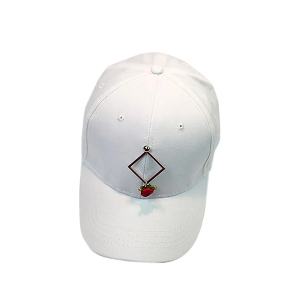 

Women Men Couple Cotton Metal Baseball Cap Rose Snapback Caps Hip Hop Hats casquette baseball