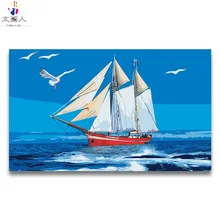 Цифровая масляная краска по номерам парусник Истребитель Военный корабль Танк картина Раскраска по номерам фильм плакат художественная картина