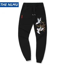 Журавль вышивка мужские брюки хип хоп Уличная беговые штаны плюс размер 4XL скейтборд спортивные брюки мужская одежда Q0217