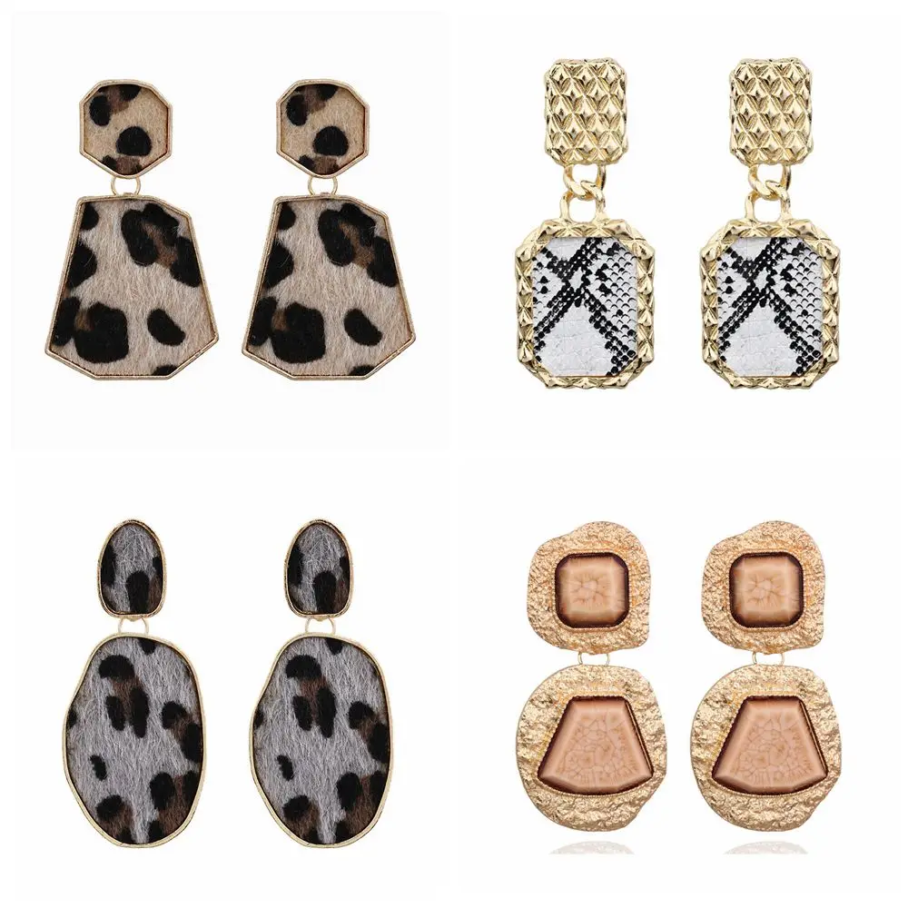 

Free Fan ZA Leopard Drop Earrings Jewelry Earrings For Women Big Gold Dangle Statement Earrings 2019 Party Wedding Female Bijoux