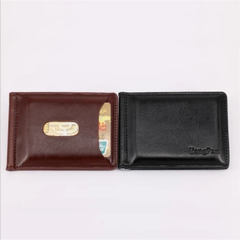 

High Quality 1PC Fashion Men Solid Thin Magnet Hasp Bifold Money Clip Leather Wallet ID Credit Men Purse Brand New