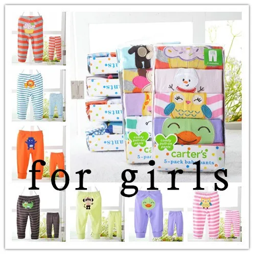 5 шт./лот; Одежда для новорожденных девочек и мальчиков; брюки для малышей с героями мультфильмов; хлопковые брюки для маленьких мальчиков и девочек; Suit0-24Months - Цвет: girls