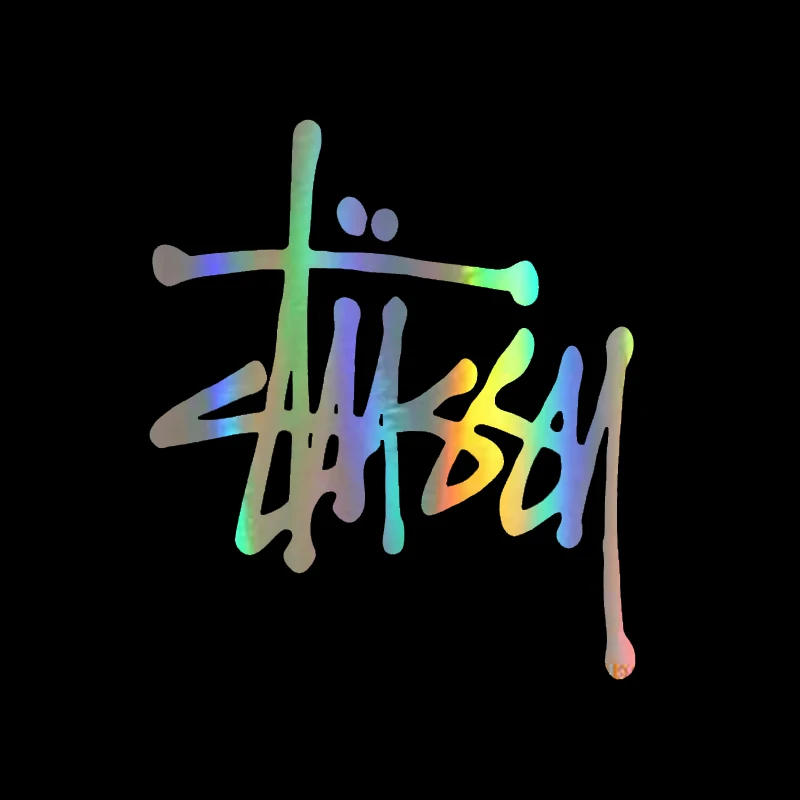 

Art Pen Words Stussy Logo Car Sticker for Minicab Bumper Motorcycles SUV Car Styling Reflective Vinyl Decal 14*11.5cm Laser