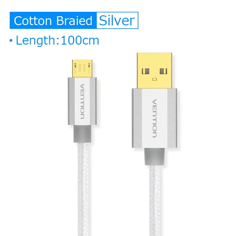 Vention Micro USB кабель для быстрой зарядки USB кабель для передачи данных кабель для мобильного телефона samsung Galaxy S4 htc LG Android смартфон Microusb - Цвет: Gold Plated 1m