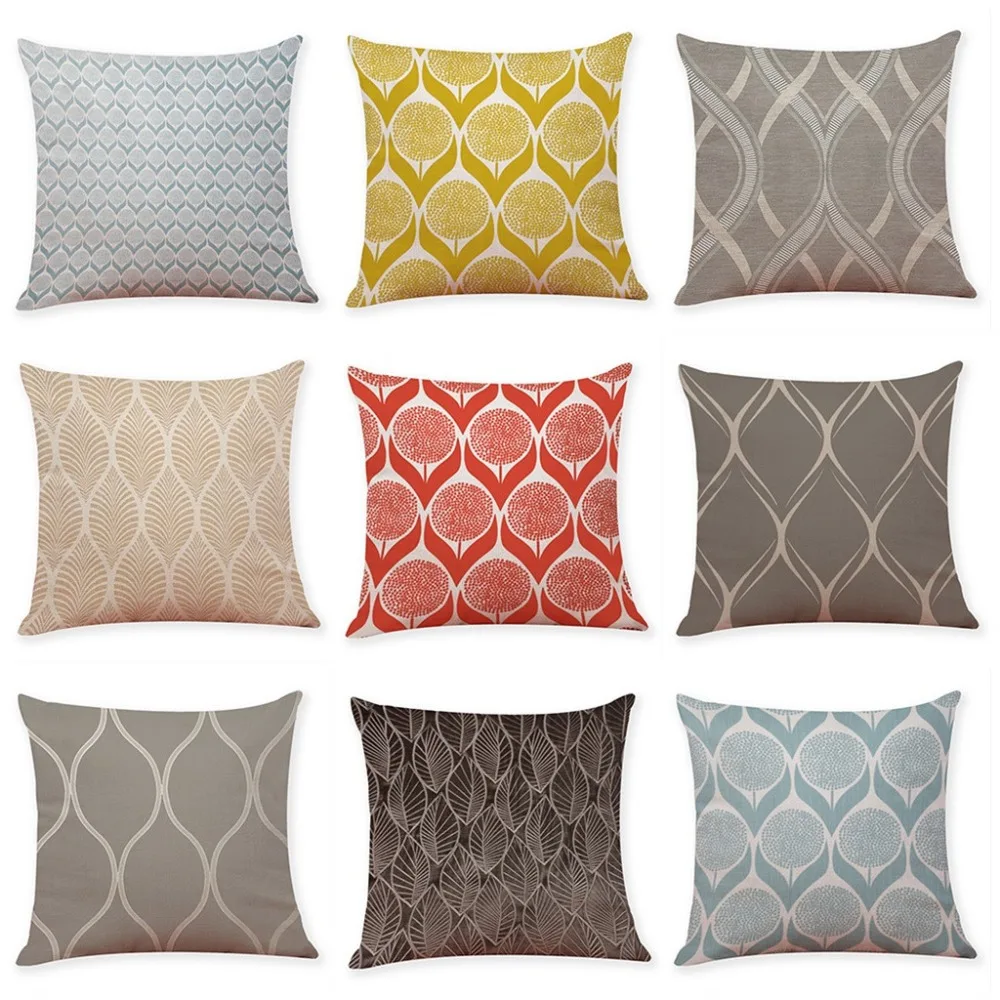 

Line Nordic Cushion Cover Tropical Palm Leaf Pillow Case Linen Cushion Cover Sofa Bed Decorative Heart Pillow Case **D