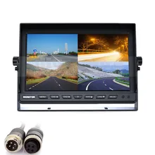 DIYSECUR 4CH 4PIN DC12V-24V 10 Inch 4 Split Quad LCD Screen Display Color Video Security Monitor for Car Truck Bus CCTV Monitor
