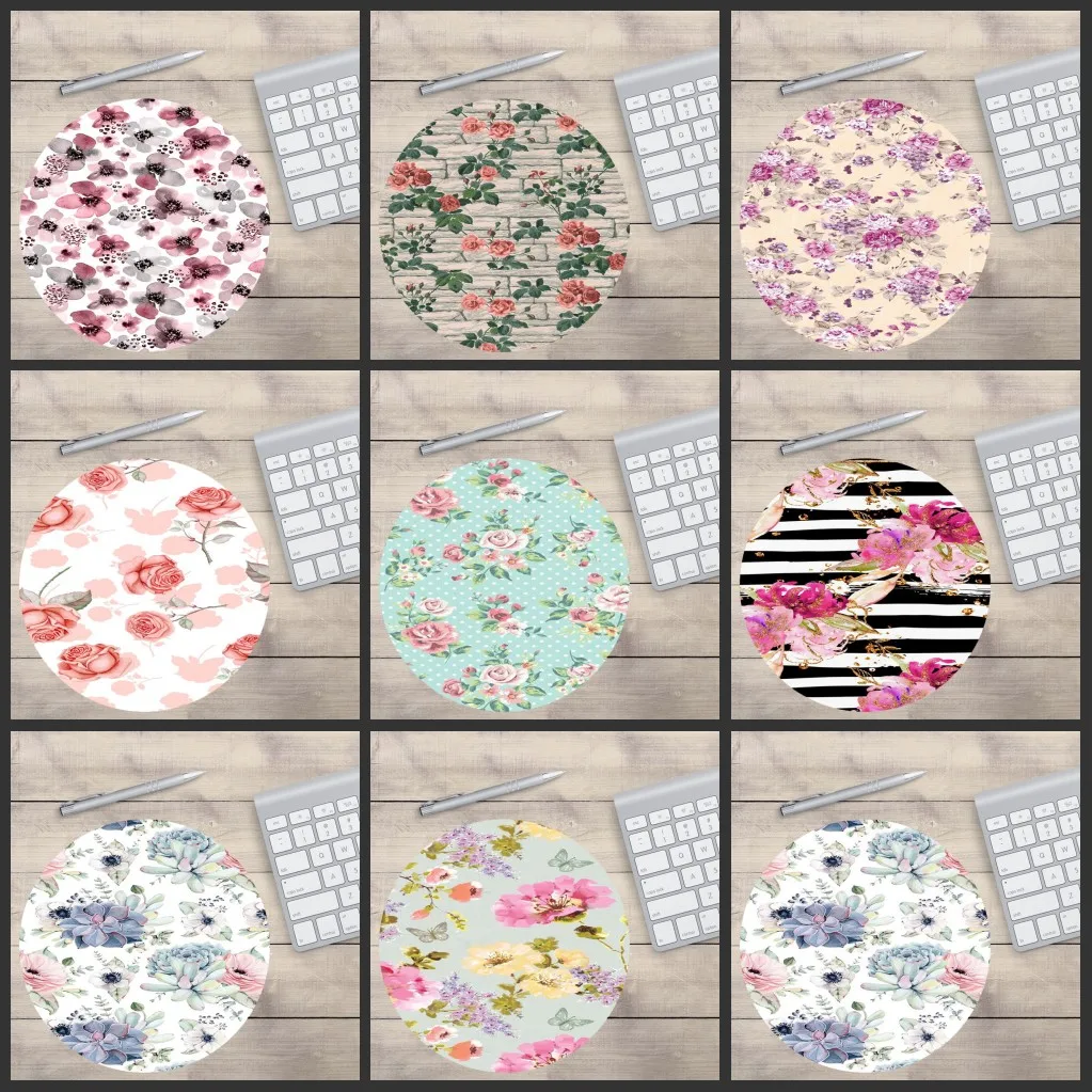 

Mairuige Big Promotion Quick Printing Flower Gaming Small Round Mouse Pad Computer Mousepad Best Mats for Gamer Gift 200*200*2mm